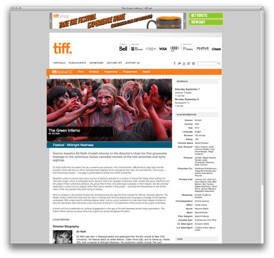 Tront International Film Festival - グリーン・インフェルノ（The Green Inferno）